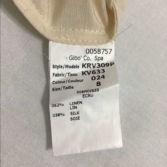 Michael Kors Beige Linen Silk Blend Leather Trim Utility Chore Jacket Size 8 - Picture 12 of 13